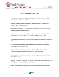 Pubblicazioni - Istituto Ortopedico Gaetano Pini
