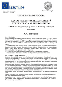 Bando Erasmus 2014-2015 - Università degli Studi di Foggia