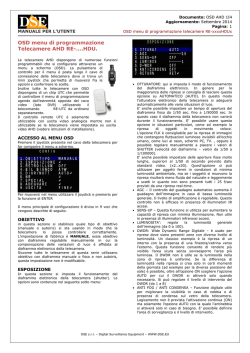 OSD menu di programmazione Telecamere AHD RE