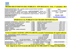 ORARIO RICEVIMENTO DEL PUBBLICO - INPS BOLOGNA
