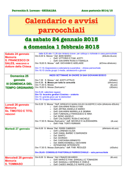 avvisi settimanali - Parrocchia di Ghisalba