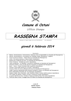 RASSEGNA STAMPA - Comune di Ostuni