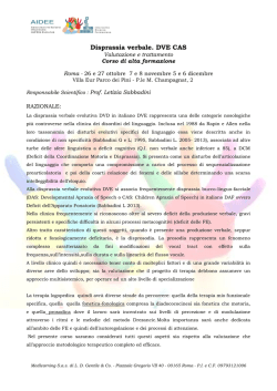 Disprassia verbale. DVE CAS