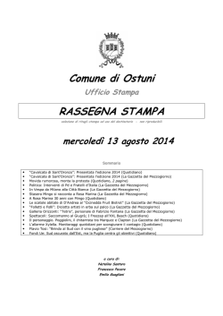 Comune di Ostuni RASSEGNA STAMPA