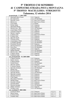 5&deg; TROFEO CSI SONDRIO - Gruppo Sportivo Valgerola