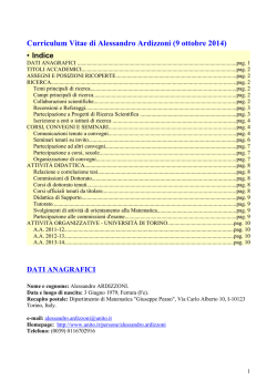 Curriculum Vitae di Alessandro Ardizzoni (9 ottobre 2014)