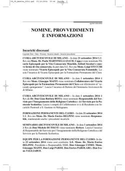 NOMINE, PROVVEDIMENTI E INFORMAZIONI