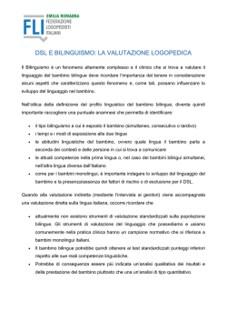 DSL E BILINGUISMO: LA VALUTAZIONE LOGOPEDICA