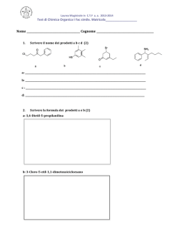 Test di Chimica Organica I Fac simile