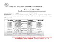 Matricola Candidato Relatore Correlatore