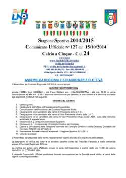 COMUNICATO UFFICIALE N.01