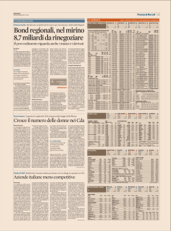 Bondregionali,nelmirino 8,7miliardidarinegoziare