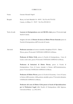 CV - Universit&agrave; Telematica Unitelma Sapienza
