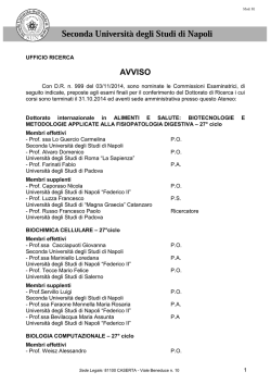 AVVISO - Seconda Università degli Studi di Napoli