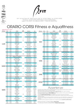 ORARIO CORSI Fitness e Aqua tness