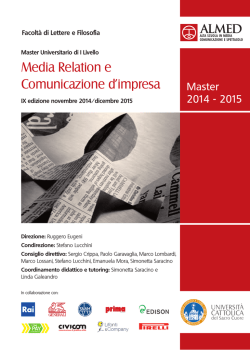 Scarica la Brochure - Almed - Universit&agrave; Cattolica del Sacro Cuore