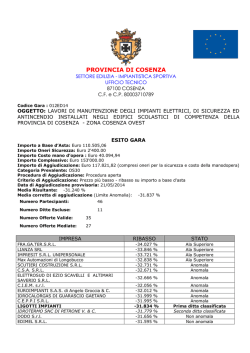 Esito Gara 012ED14 - Impianti Elettrici Cosenza Ovest