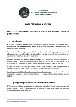 NOTA OPERATIVA N. 17 /2014 OGGETTO: Trattamento