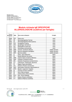 Modulo richiesta IgE SPECIFICHE ALLERGOLOGICHE (suddivisi