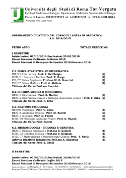 Facolt&agrave; di Medicina e Chirurgia - Universit&agrave; degli Studi di Roma Tor