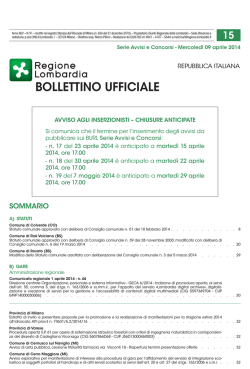 Serie Avvisi e Concorsi n. 15 di mercoled&igrave; 09 aprile