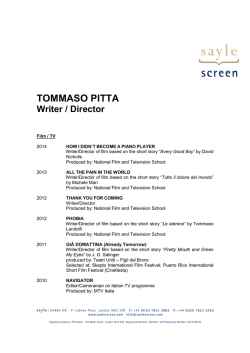 TOMMASO PITTA Writer / Director