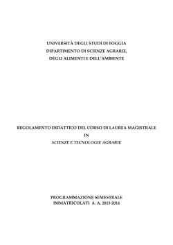 Laurea Magistrale in &ldquo;Scienze e Tecnologie Agrarie&rdquo;