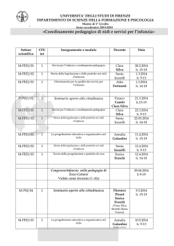 Calendario delle lezioni - Master Coordinamento pedagogico