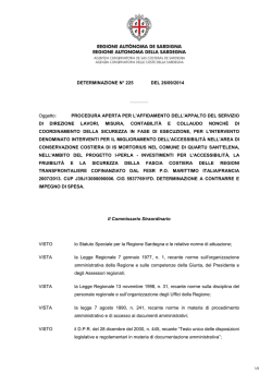 DETERMINAZIONE N&deg; 225 DEL 26/09/2014