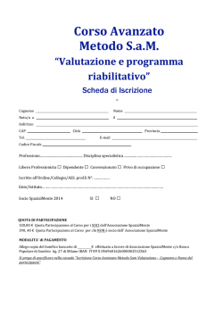 Corso Avanzato Metodo SaM &ldquo;Valutazione e
