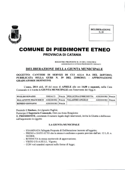 cantieri di servizi di cui alla d.a. del 26.07.2013, pubblicata sulla