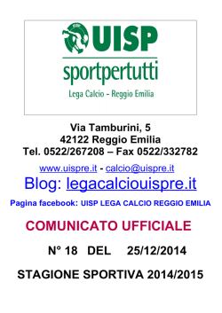 Comunicato numero 18 del 25 Dicembre 2014
