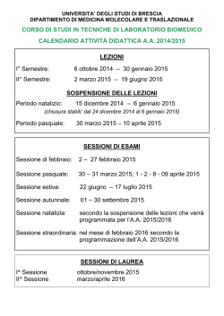 Calendario didattico a.a. 2014-2015 - Università degli Studi di Brescia