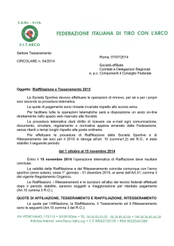CIRCOLARE n. 54/2014