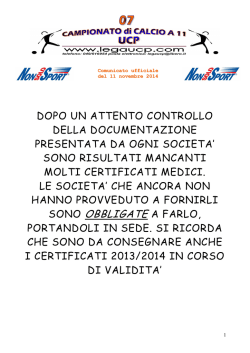 Comunicato ufficiale 07 - 11 novembre 2014_SACCA