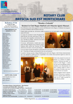 Bollettino N&deg;22 &ldquo;Risotto e Golosit&agrave;&rdquo; Relatori lo Chef Beppe Maffioli