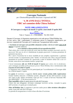 Note logistiche - Chiesa Cattolica Italiana