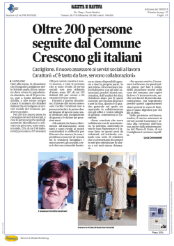 Tiratura: 28.719 Diffusione: 25.582 Lettori: 168.000 Dir. Resp.: Paolo