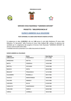 Pubblicazione Elenco Ammessi-Provincia di Lecce 2015
