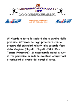 Comunicato ufficiale 20 17/02/2015