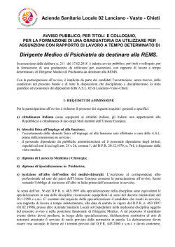 Dirigente Medico di Psichiatria da destinare alla REMS.