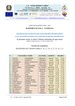 Orario di Ricevimento dei Docenti