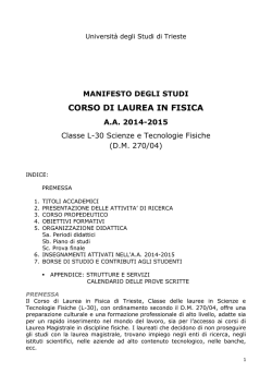 Manifesto del Corso di Laurea in Fisica a.a. 2014/2015