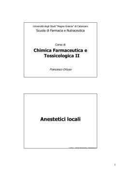 Anestetici locali - Facoltà di Farmacia