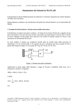 Simulazione dei Sistemi in MATLAB ( )
