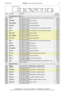 Ottobre 2014 Bryston - Listino al Pubblico (Iva