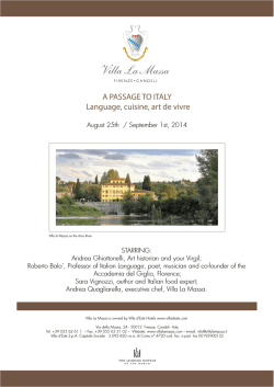 A PASSAGE TO ITALY Language, cuisine, art de vivre