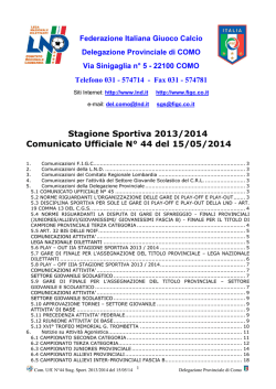 15/05/2014 - Comunicato ufficiale N.37
