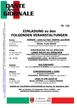 EINLADUNG zu den FOLGENDEN VERANSTALTUNGEN