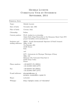 Curriculum vitae - SISSA People Personal Home Pages
